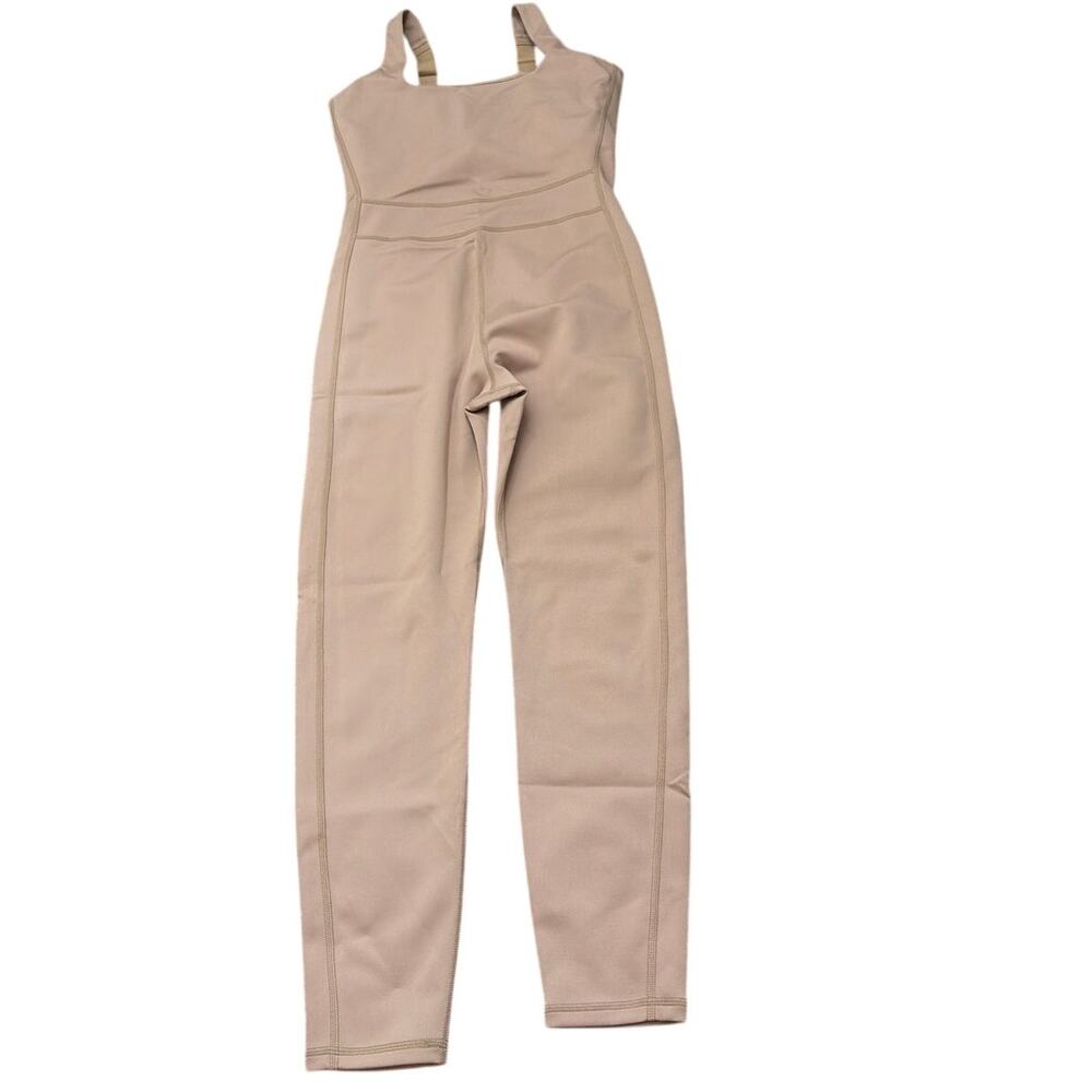Girlfriend Collective 6192 Luxe Paneled Unitard Jumpsuit Warm Sand Size Medium